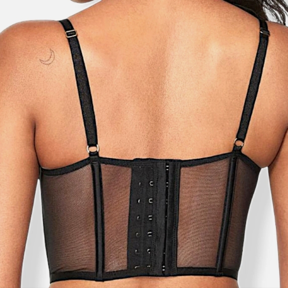 Victorias Secret Very Sexy Ziggy Glam black floral lace cut out corset S-dd - Picture 2 of 6